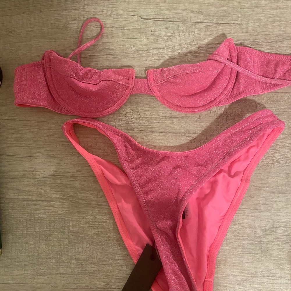Pink sparkling triangl bikini NWT